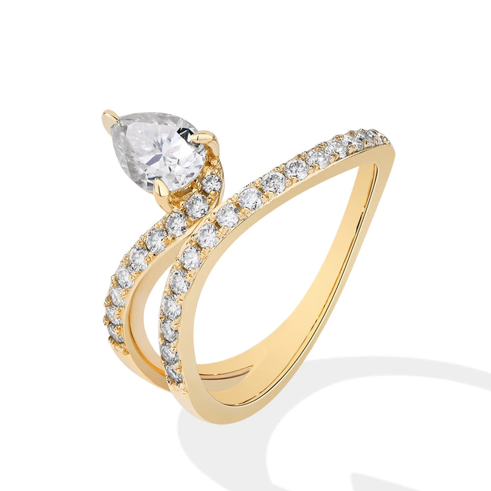 0.8 CT Pear Cut D VVS1 Moissanite Ring