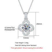 1 Carat D Color Moissanite Diamond Pendant 925 Sterling Silver Necklace.