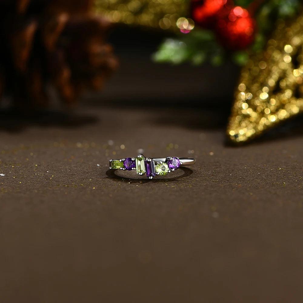VVS 1 Natural Amethyst Peridot Ring | S925.