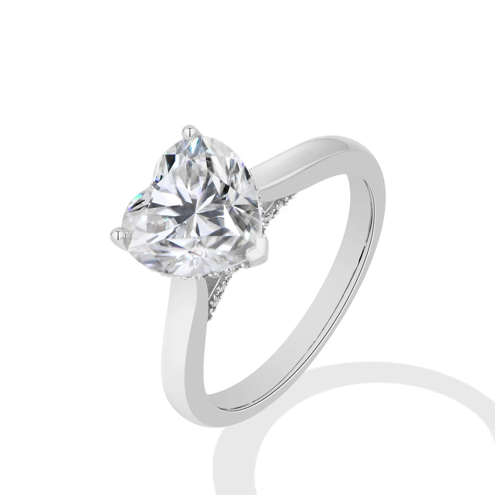 3 CT Heart Cut Moissanite Solitaire Engagement Ring