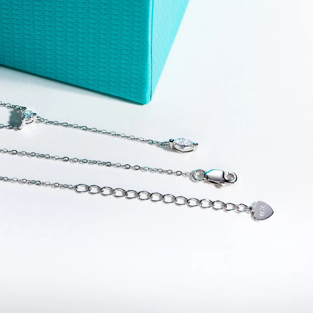 0.3 CT Marquise & 0.1 CT Round Cut Moissanite Pendant Necklace