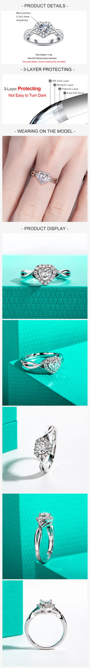 0.5 CT Heart Cut Infinity Moissanite Engagement Ring