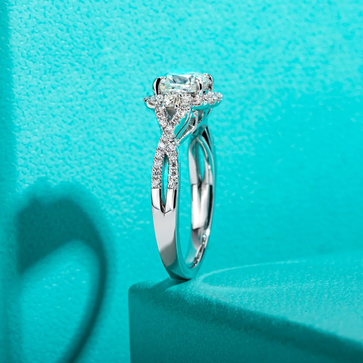 1.434 CTTW Cushion Cut Moissanite Engagement Ring