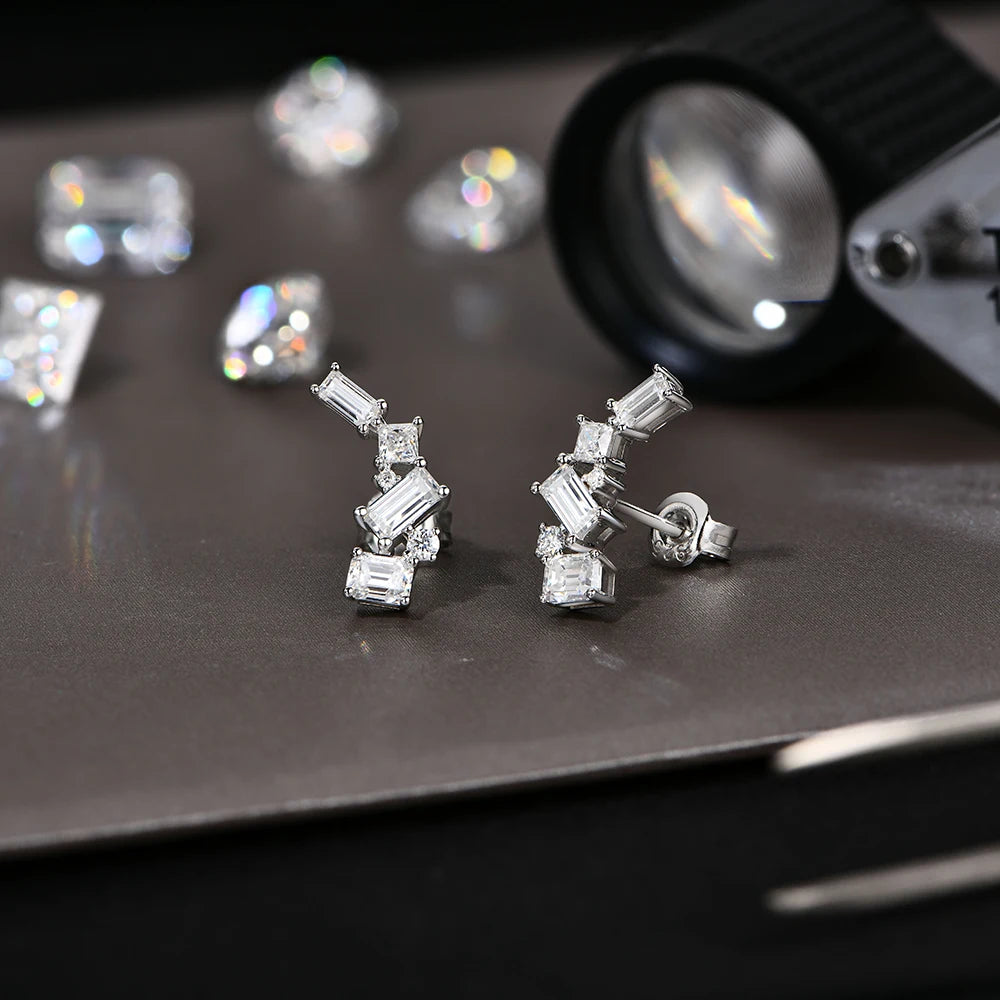 VVS1 D Color Geometric Moissanite Earrings