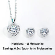 1ct D Color Heart Moissanite Necklace and Earrings Set.