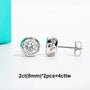 D Color Moissanite Bezel Stud Earrings & Pendant Necklace Jewelry Set.