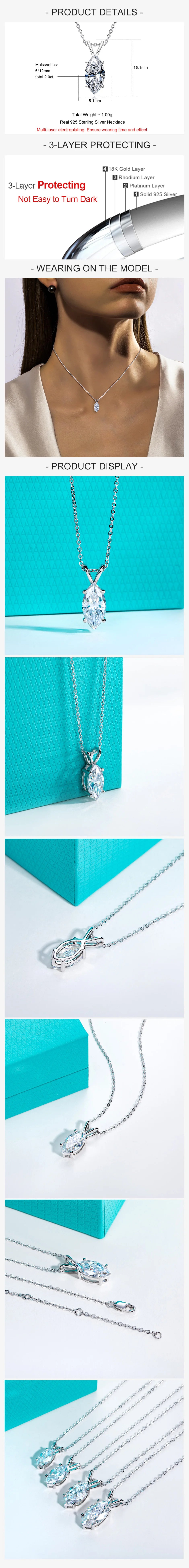 VVS1 D Color Marquise Cut Moissanite Pendant Necklace