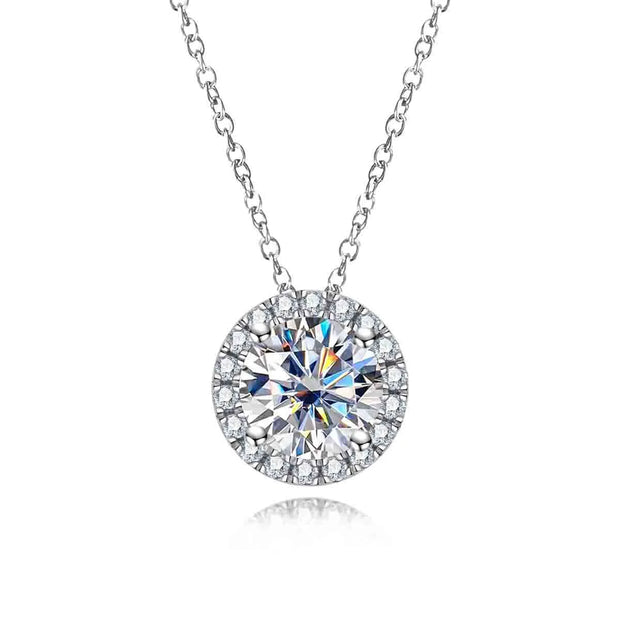 D Color 6.5mm Moissanite Classic Pendant Necklace.