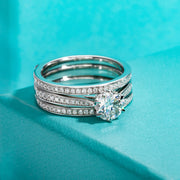 1CT D Color Moissanite Engagement Ring Set.