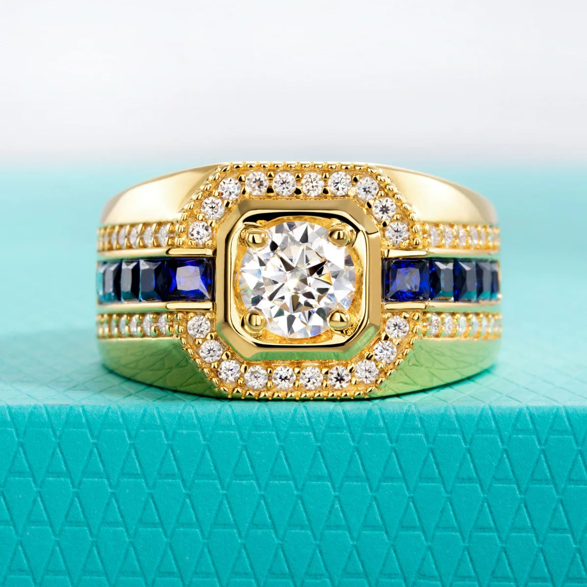 1 CT Round Moissanite Vintage Men's Ring