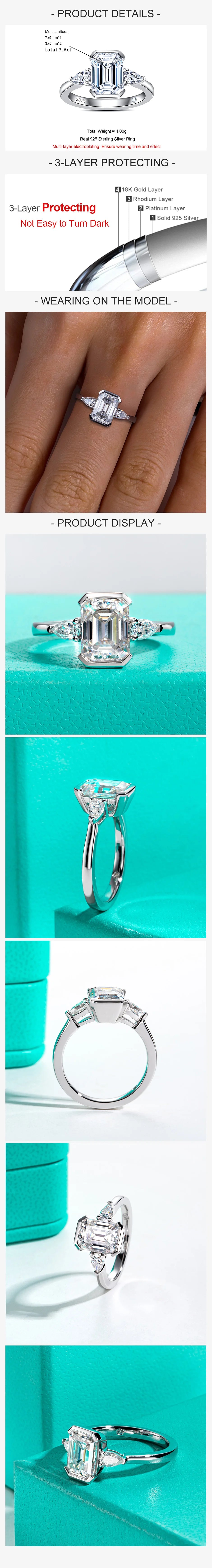 3.6 CTTW Emerald Cut Moissanite Engagement Ring