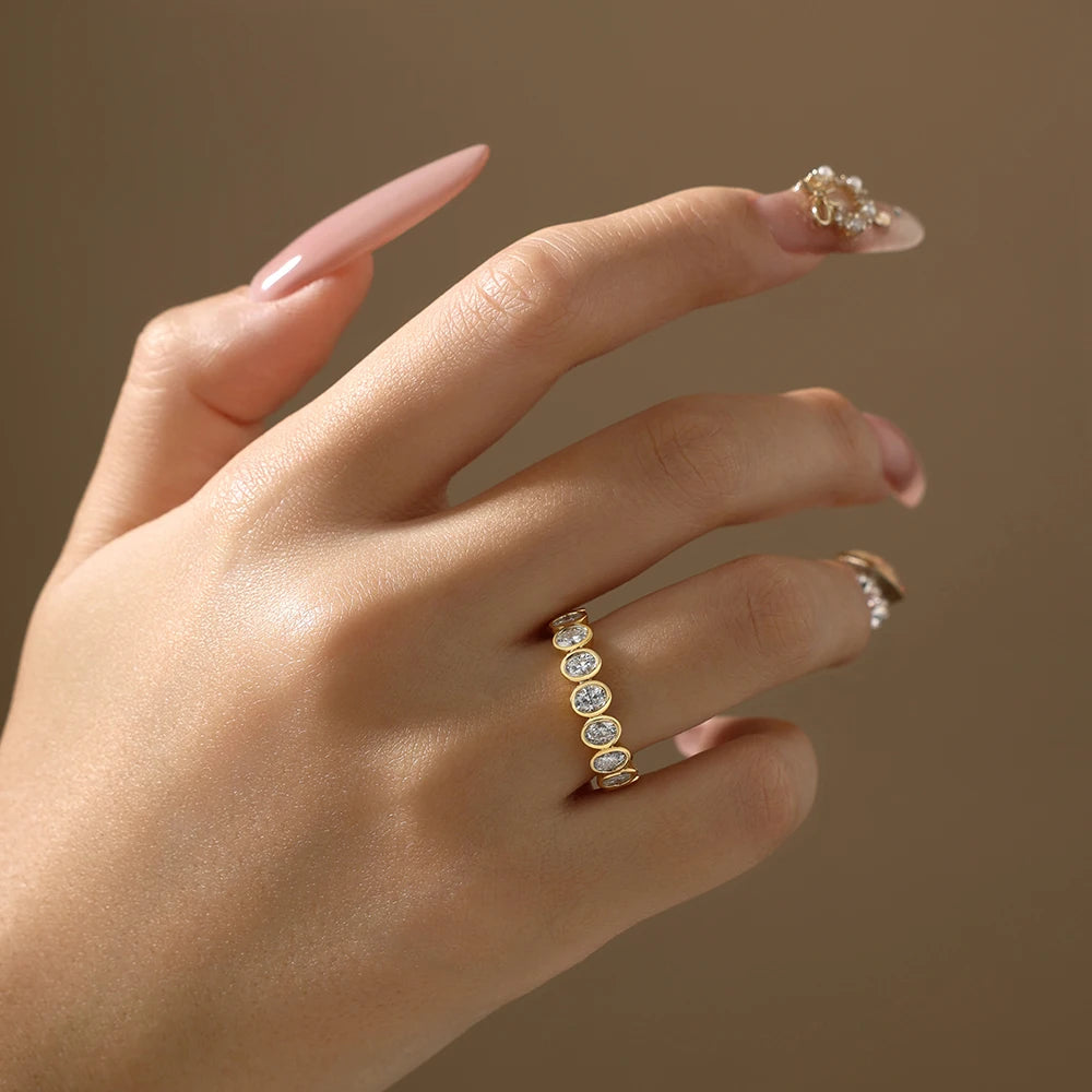 Oval Cut Moissanite Eternity Wedding Band