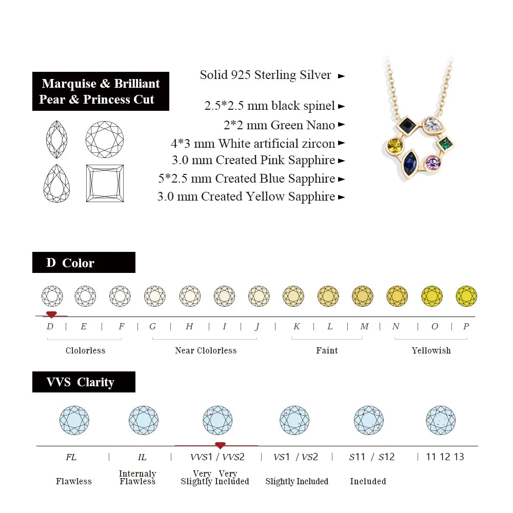 Pear Zircon & Marquise Sapphire O-Chain Necklace