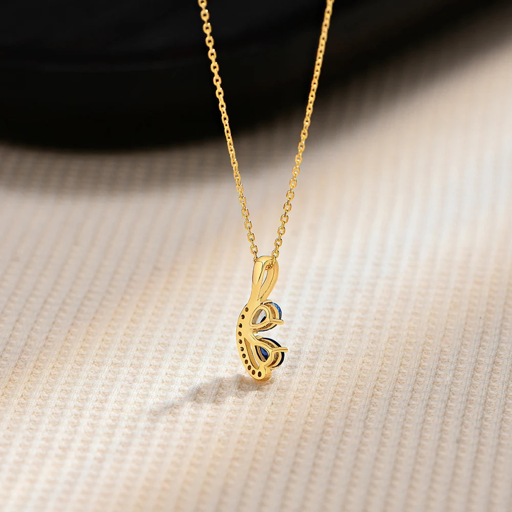 Double Teardrop Sapphire Pendant Necklace