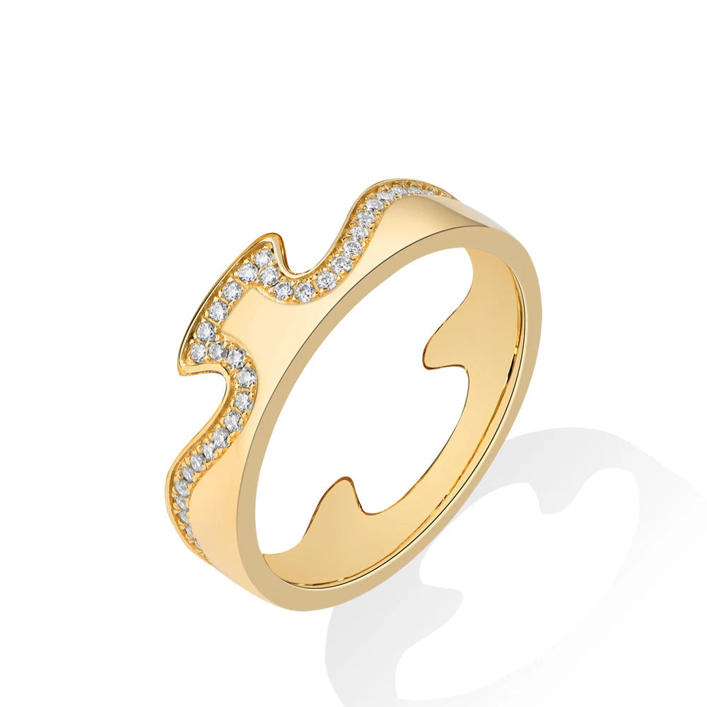 Two-Tone Wave Moissanite Statement Ring