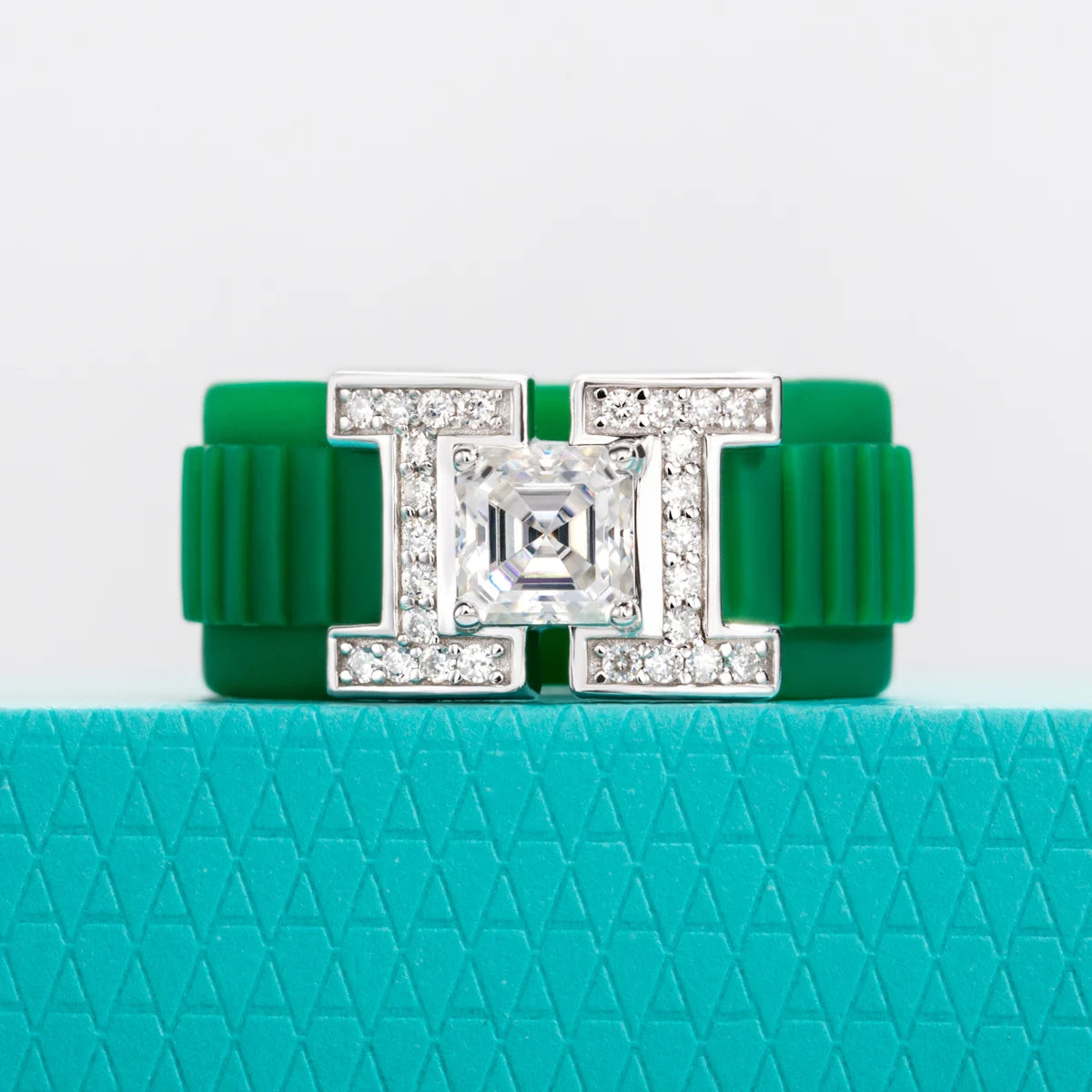 Asscher Cut Moissanite Silicone Ring