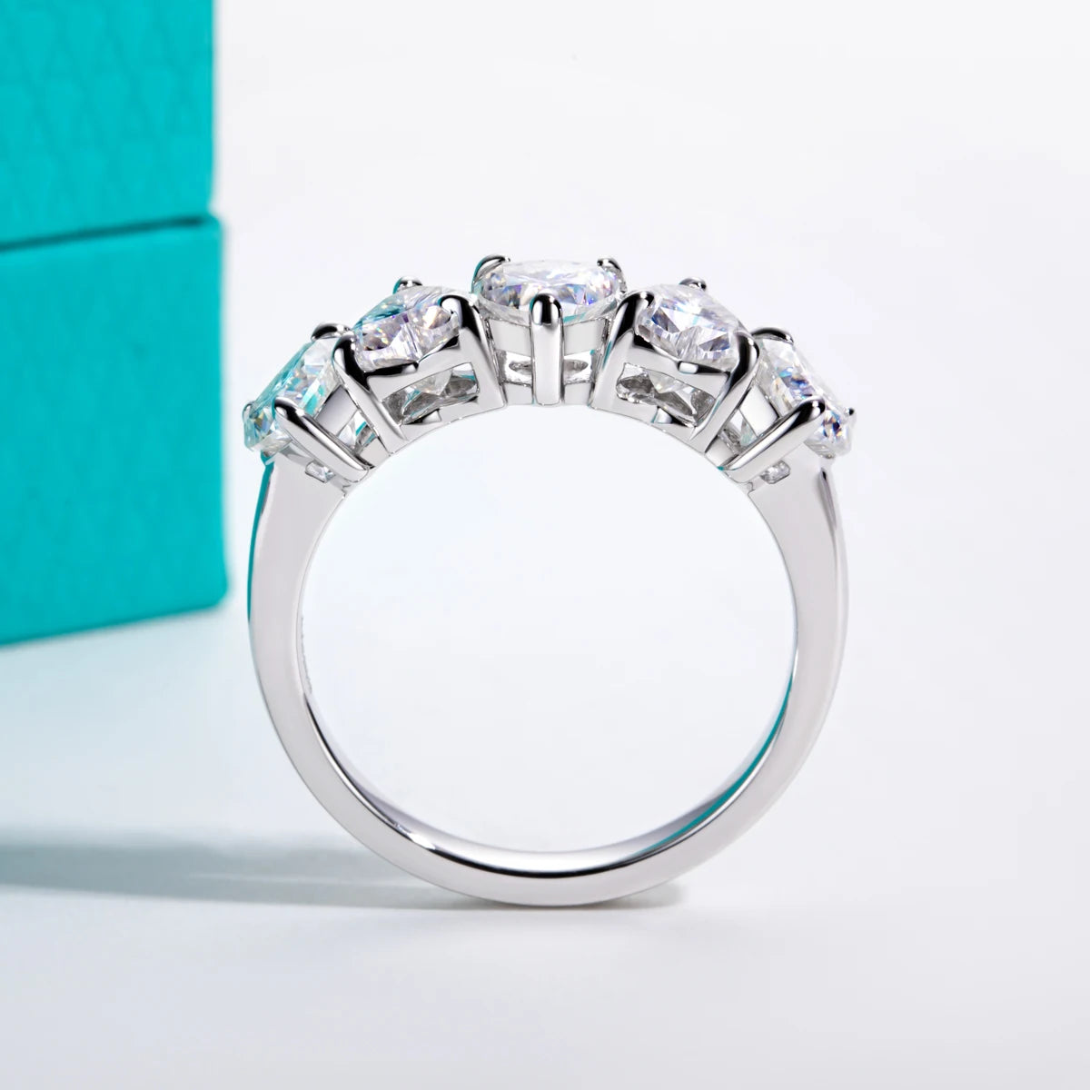 2.5 CTTW Heart Cut Moissanite Wedding Band