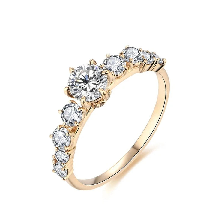 14K Yellow Gold Plated Brilliant Cut | 0.5 CT Moissanite Ring.