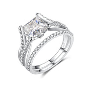 Moissanite Band Rings Engagement Wedding 7MM Princess Cut.