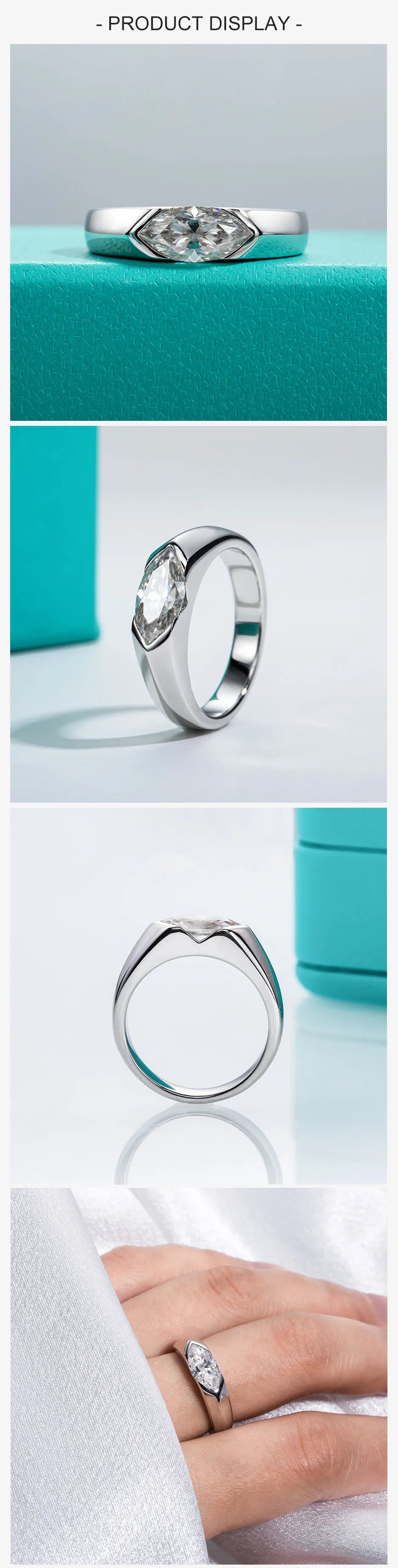 1 CT Marquise Cut D Color Moissanite Band Ring