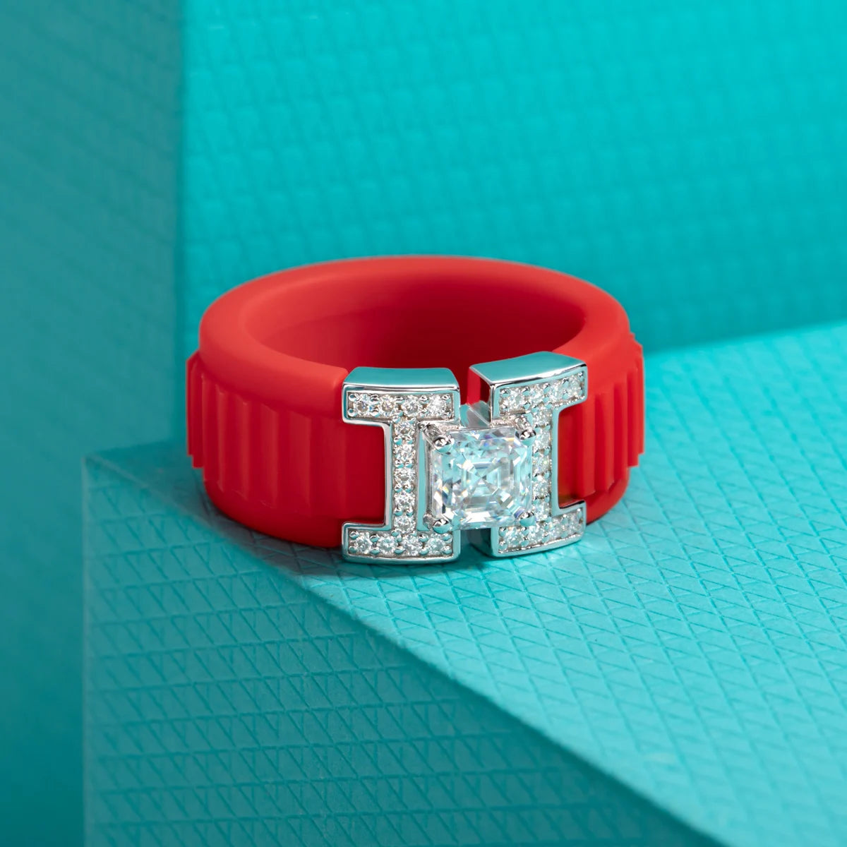 Asscher Cut Moissanite Silicone Ring