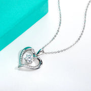 6.5MM D Color Moissanite Heart Pendant Necklace | 925 Sterling Silver.