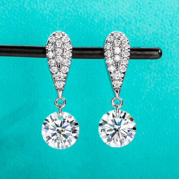 6cttw D Color Moissanite Drop Earrings.