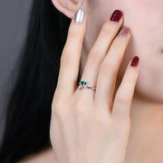 VVS1 D Color Pear Cut Emerald Ring – 925 Sterling Silver.