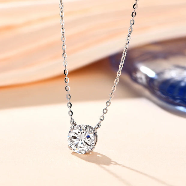 1CT VVS1 Brilliant Cut Moissanite Pendant Necklace | S925.