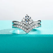 1 CT Round Cut Moissanite Engagement Ring Set
