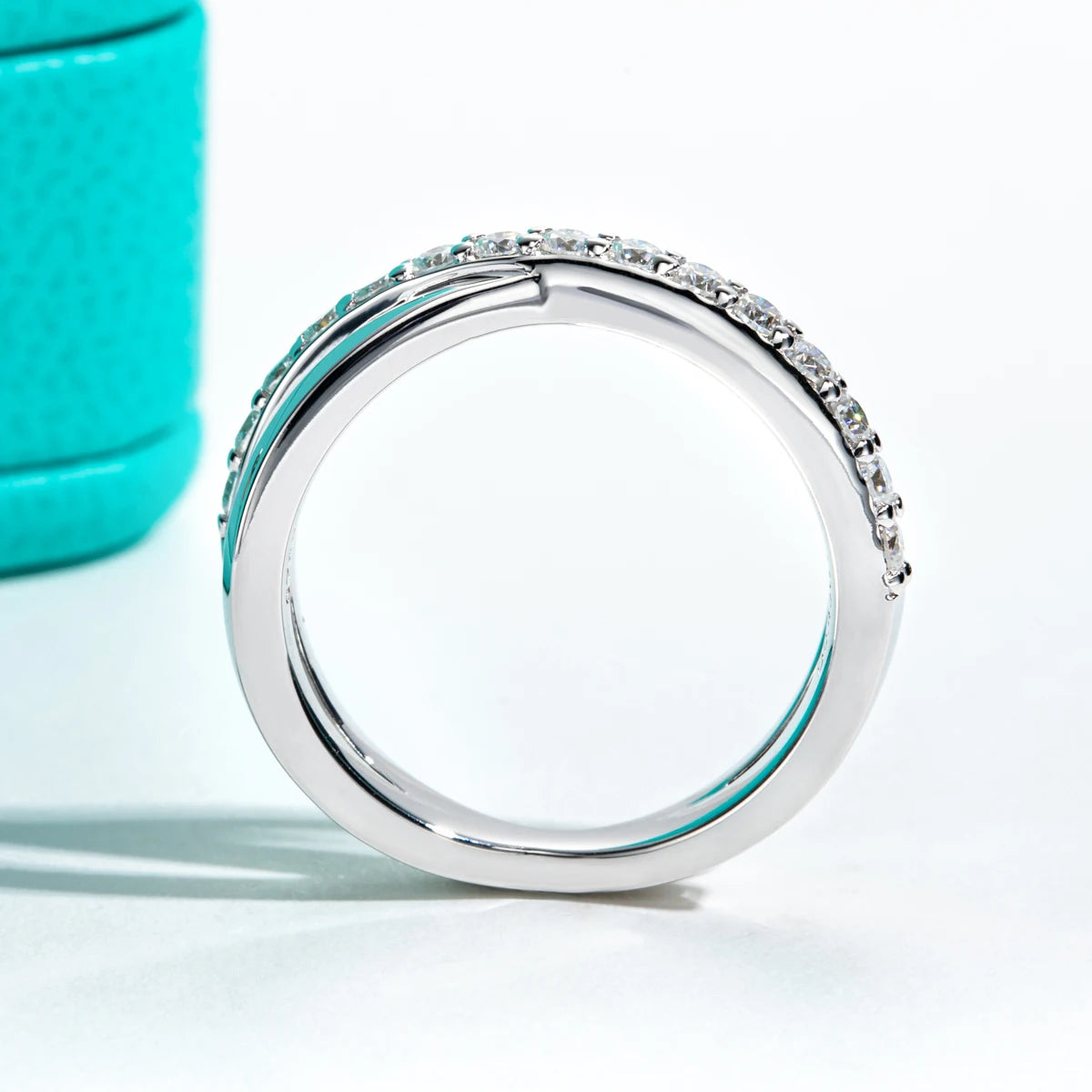 GK Moissanites 2mm D Color Moissanite Cross Band Ring