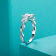 1.5 CT Princess Cut D Color Three Stone Moissanite Engagement Ring.