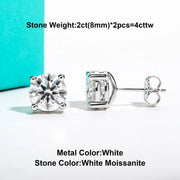 10K Gold Moissanite Stud Earrings – 4/3/2/1.6/1/0.6ct.