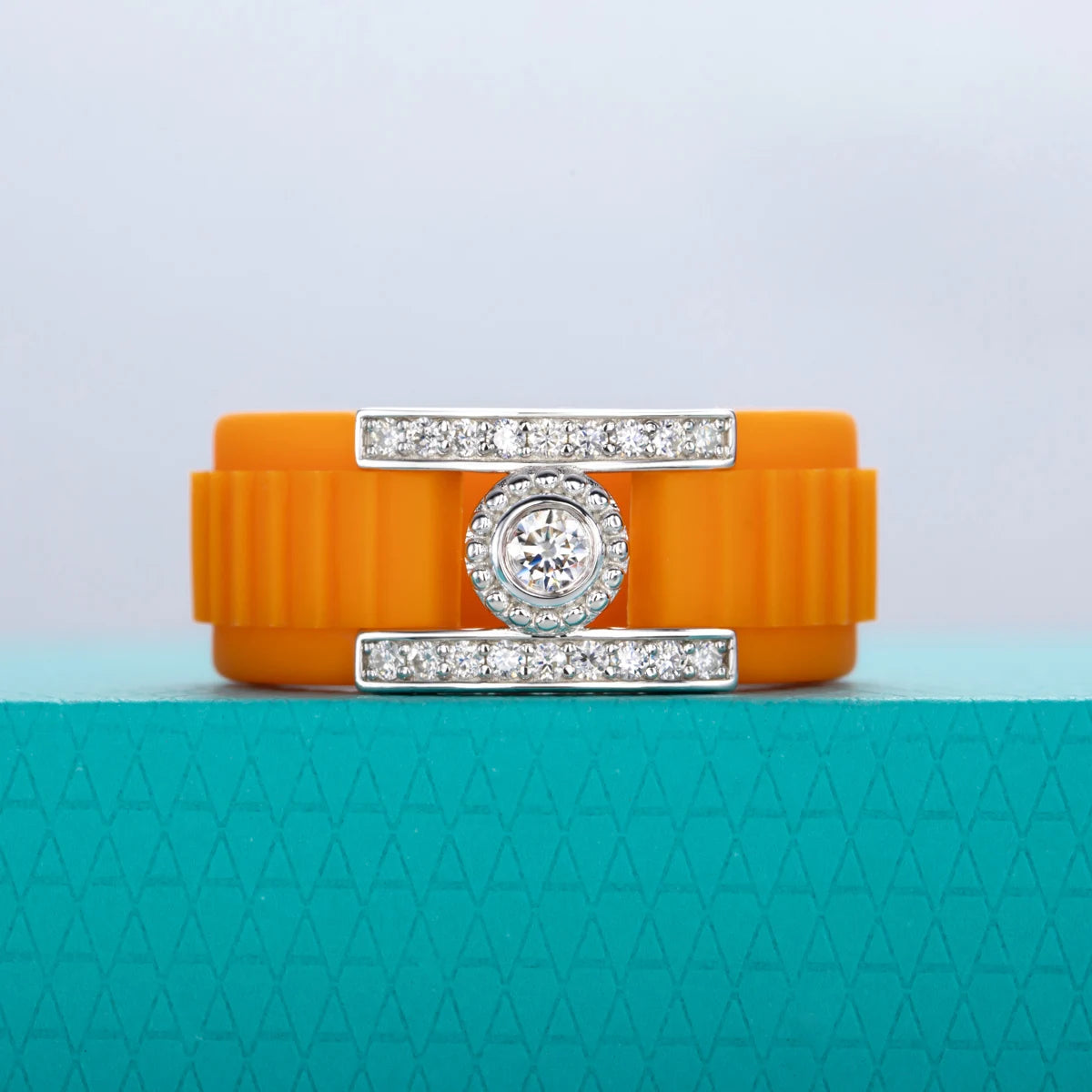 3 MM Round Moissanite Halo Silicone Ring