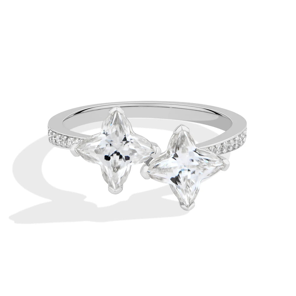 Four Leaf Clover Cut Moissanite Engagement Ring