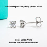 10K Gold Moissanite Stud Earrings – 4/3/2/1.6/1/0.6ct.