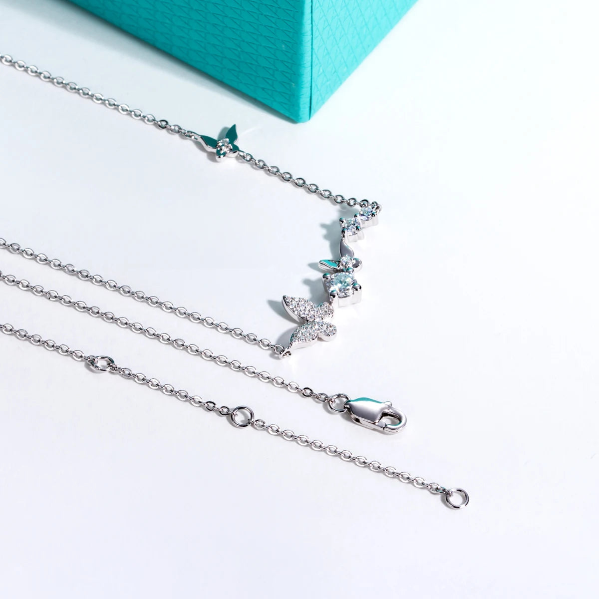 0.5 CTTW D Color Moissanite Butterfly Pendant Necklace
