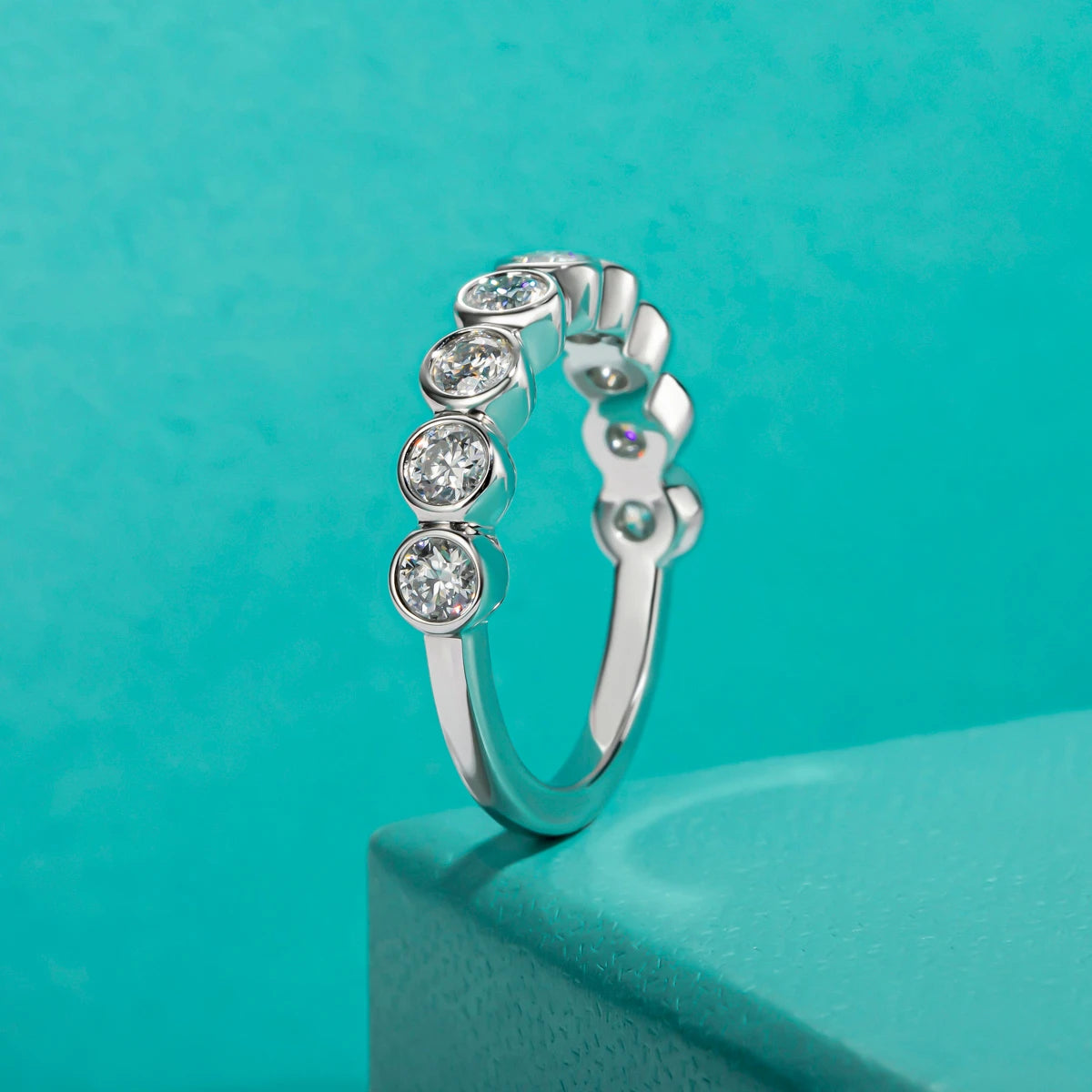 3 MM Round Cut Moissanite Wedding Band