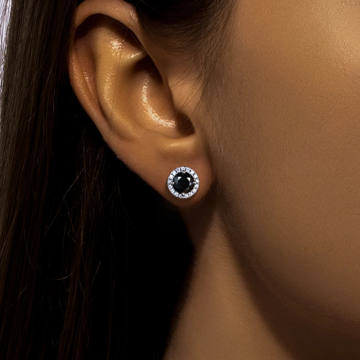 1 CT Black Moissanite Classic Stud Earring