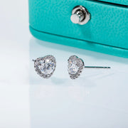 1cttw D Color Moissanite Heart Stud Earrings.