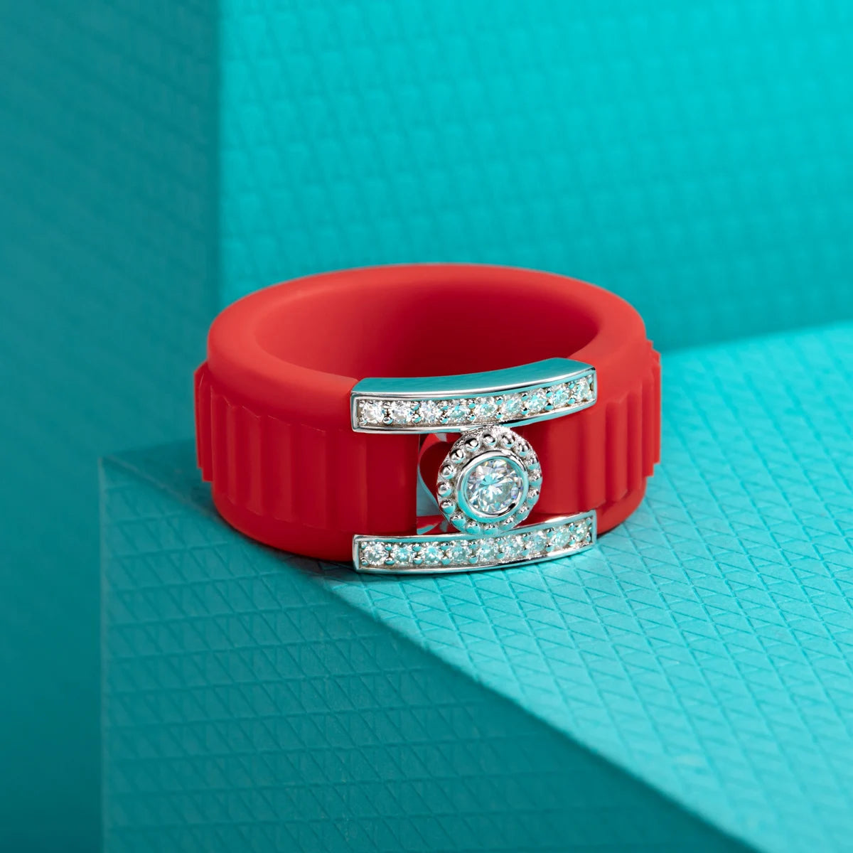 3 MM Round Moissanite Halo Silicone Ring