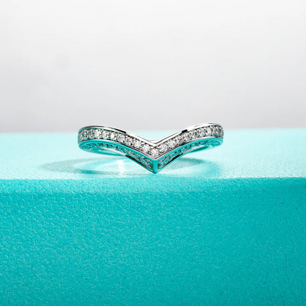 GK Moissanites 2mm D Color Moissanite V Shape Wedding Bands