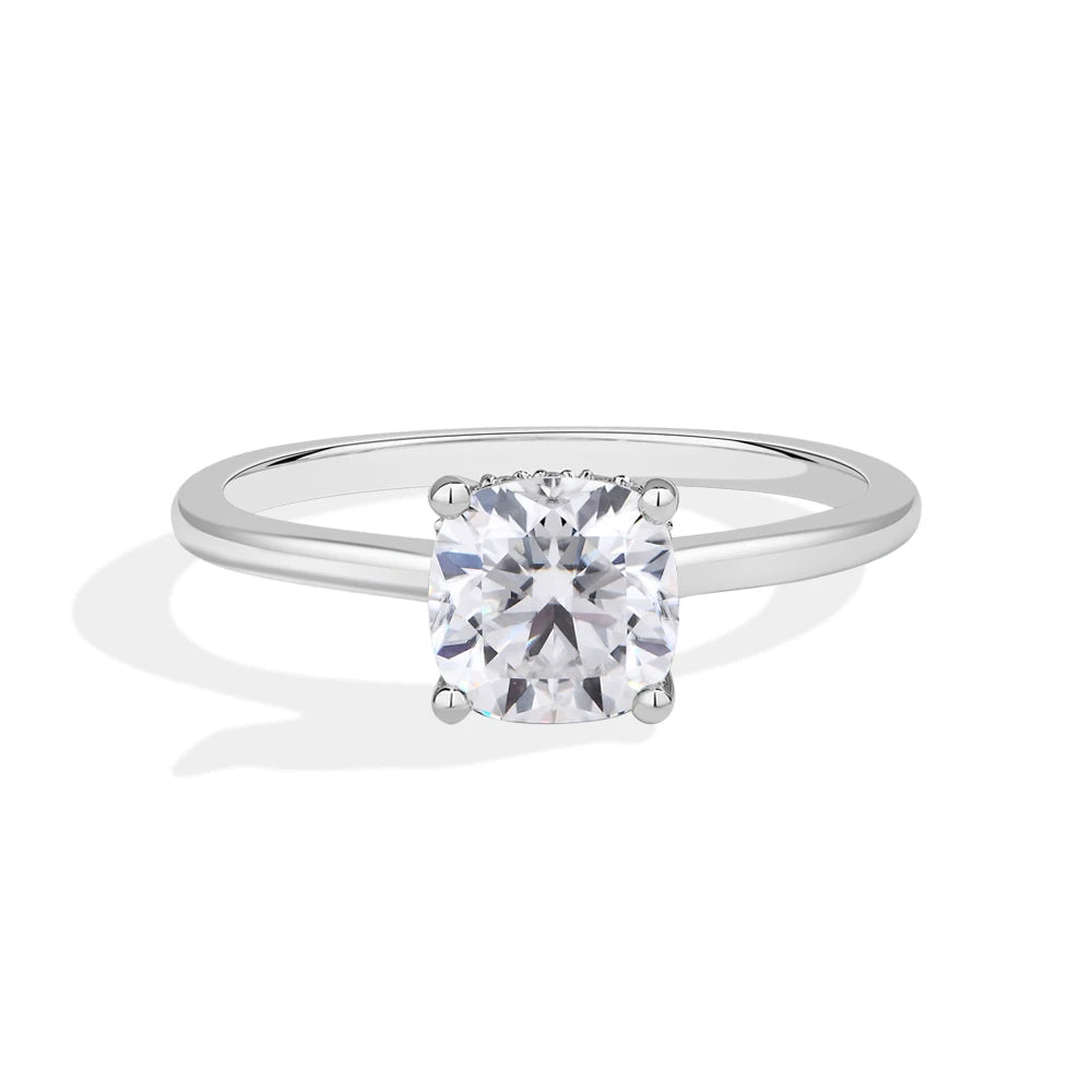 VVS1 D Color Cushion Cut Moissanite Engagement Ring