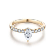 1.0 CT Moissanite 10K Yellow Gold Pear Shape Engagement Ring