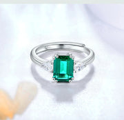 VVS 1 Octagon Cut Emerald Adjustable Ring.