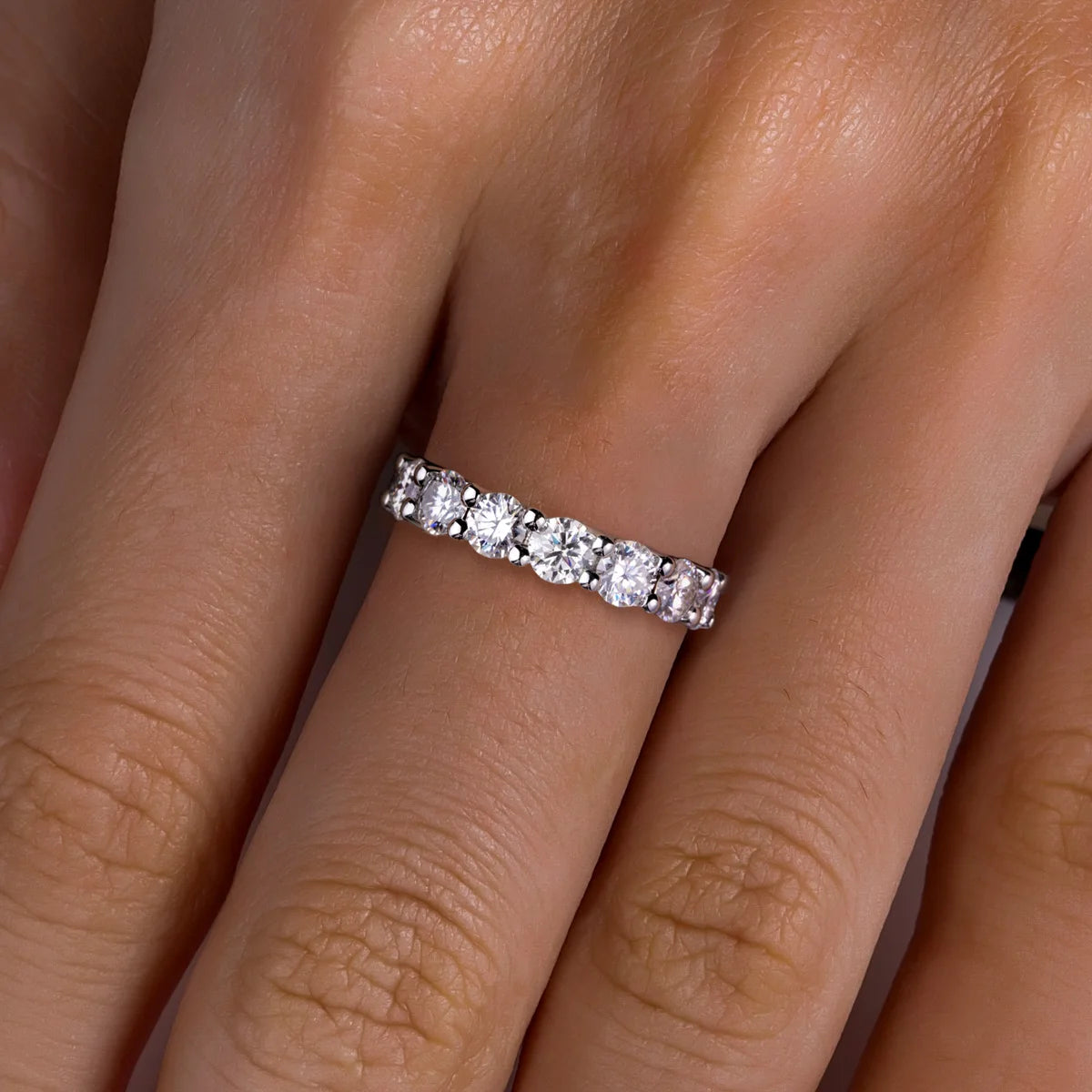 4.5 MM D Color Moissanites Eternity Band Ring