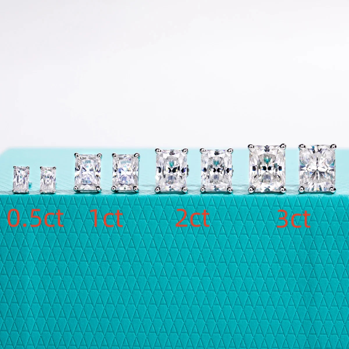 VVS1 D Color Radiant Cut Moissanite Stud Earrings