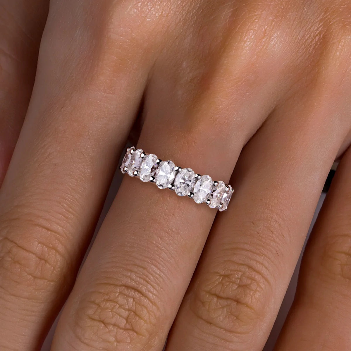 0.5 CT Oval Cut Moissanite Wedding Band