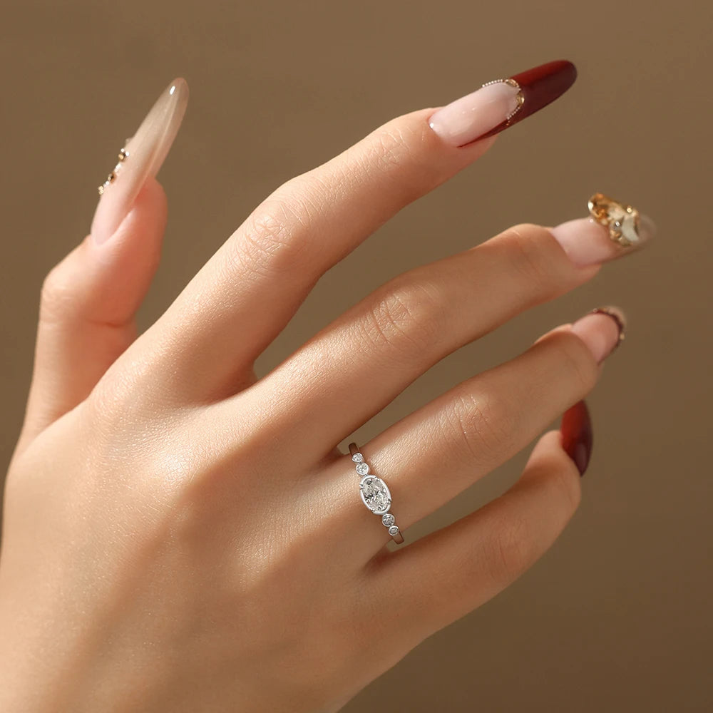 Oval Cut Moissanite Wedding Statement Ring