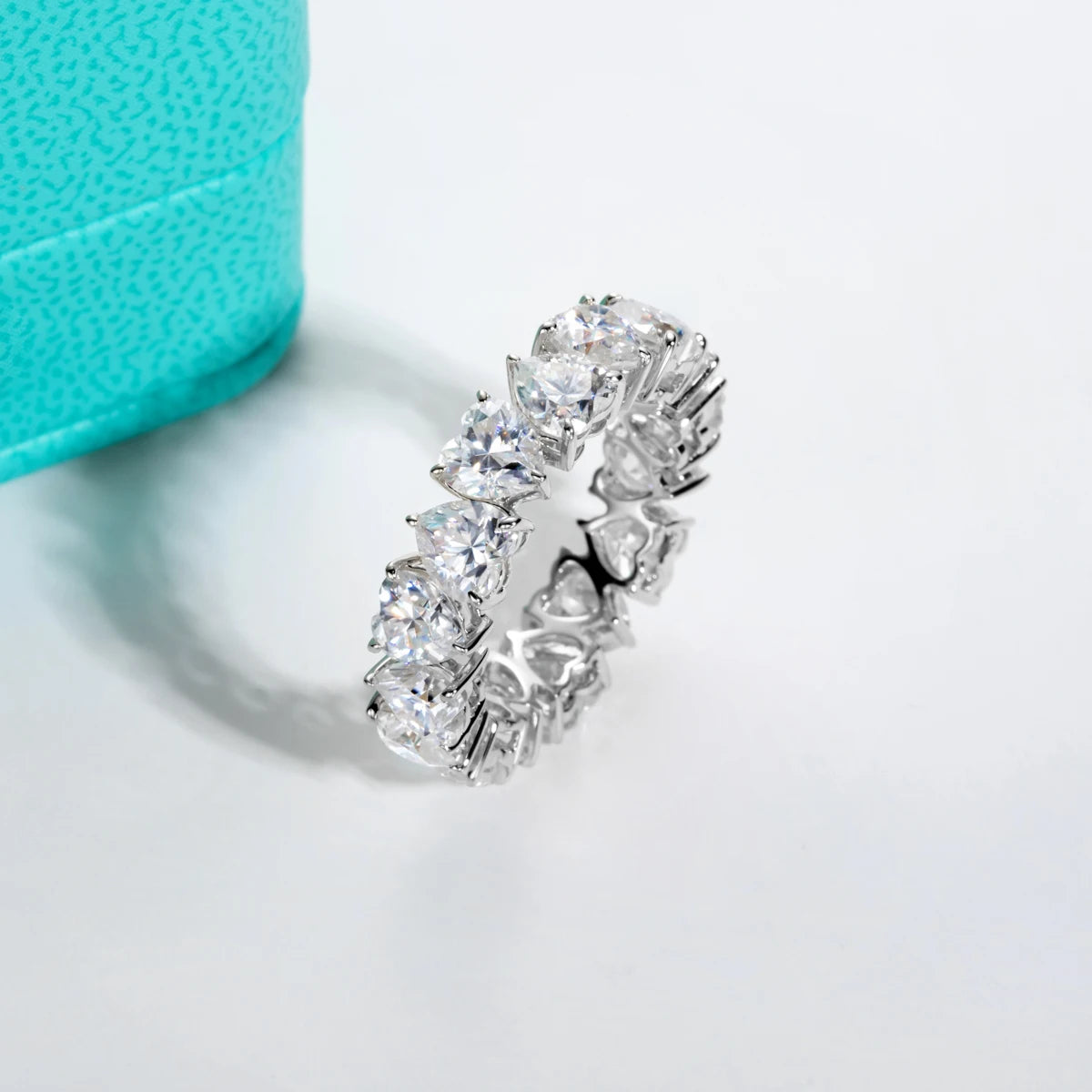 GK Moissanites 5mm Heart Cut D Color Moissanite Eternity Band